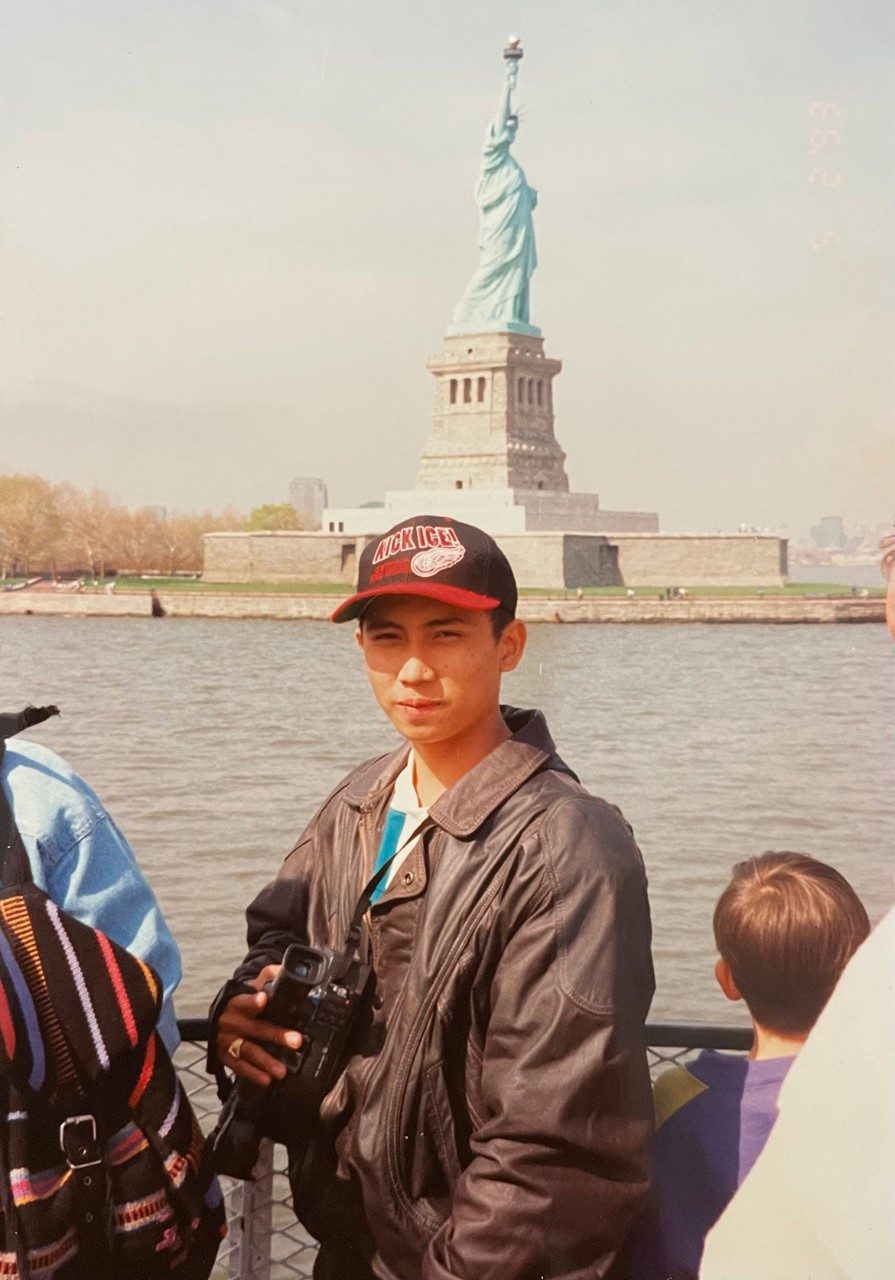 Macario visiting the Statue of Liberty.